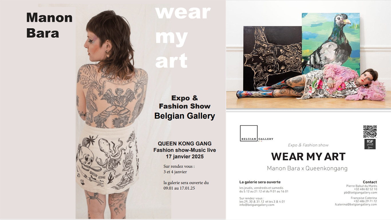 Invitation à l'Exposition de Manon Bara : Wear My Art at the Belgian Gallery